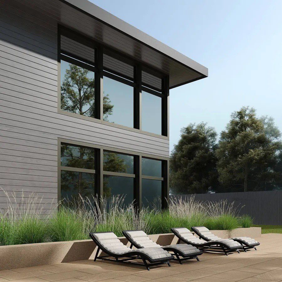 Modern home exterior with James Hardie siding